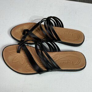 BOC Born Sandals Women Black Strappy Slip On Cushioned Foam Insole Flat Heel S8
